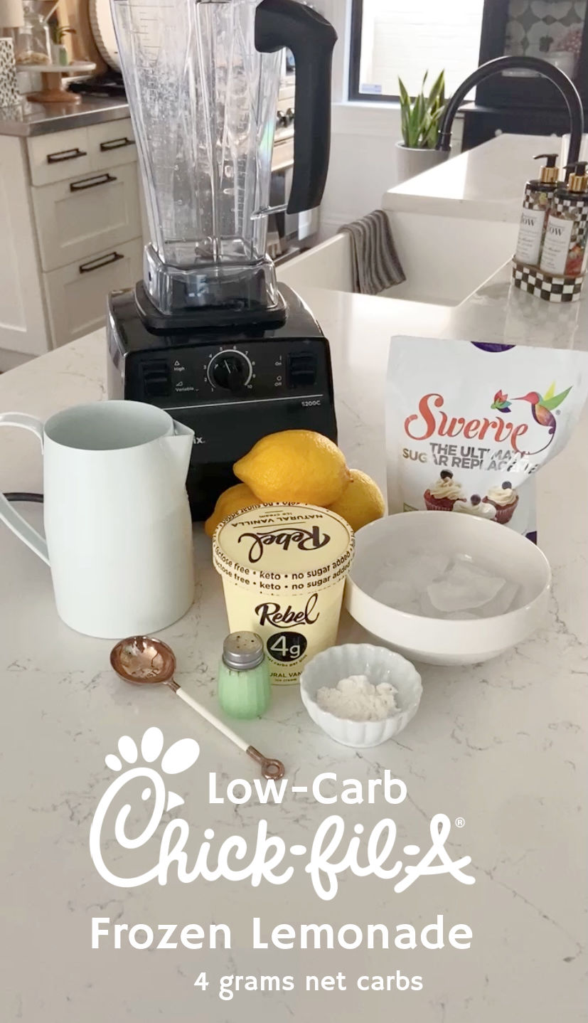 Copycat Chick-fil-A Frozen Lemonade. Cool off with this delicious treat that's tangy, tart and full of lemon flavor plus it's low in carbs! Keto friendly.