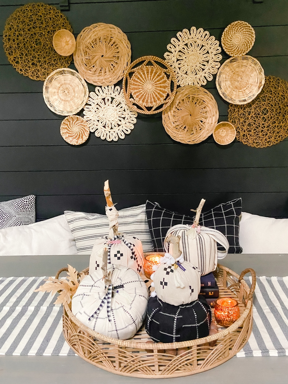 toilet paper pumpkins and matching pillows