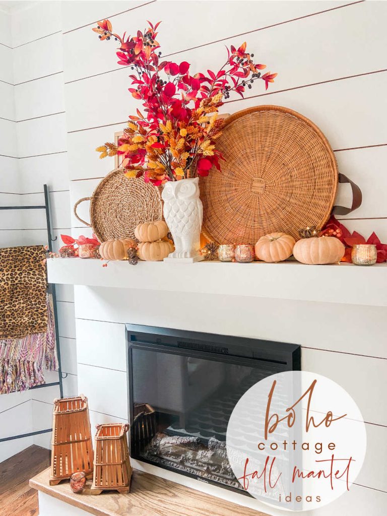 Boho Cottage Easy Fall Mantel Ideas using things you already have!