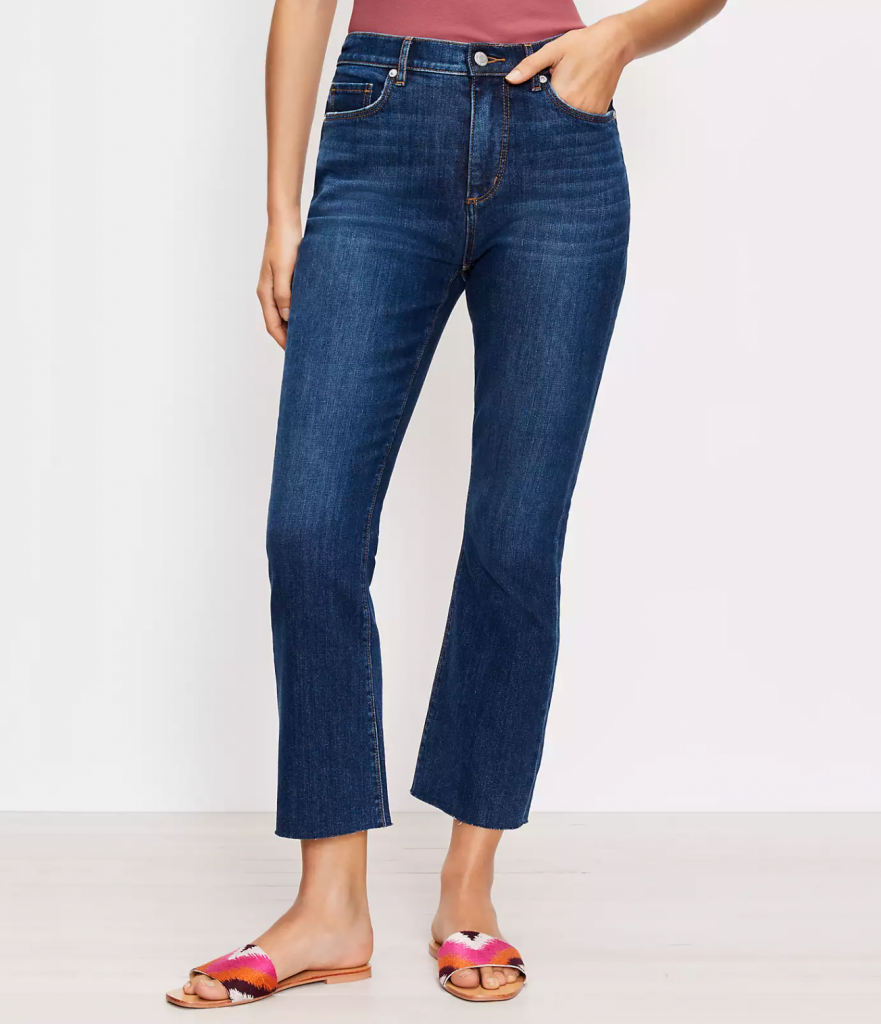 cropped kick flare jeans 