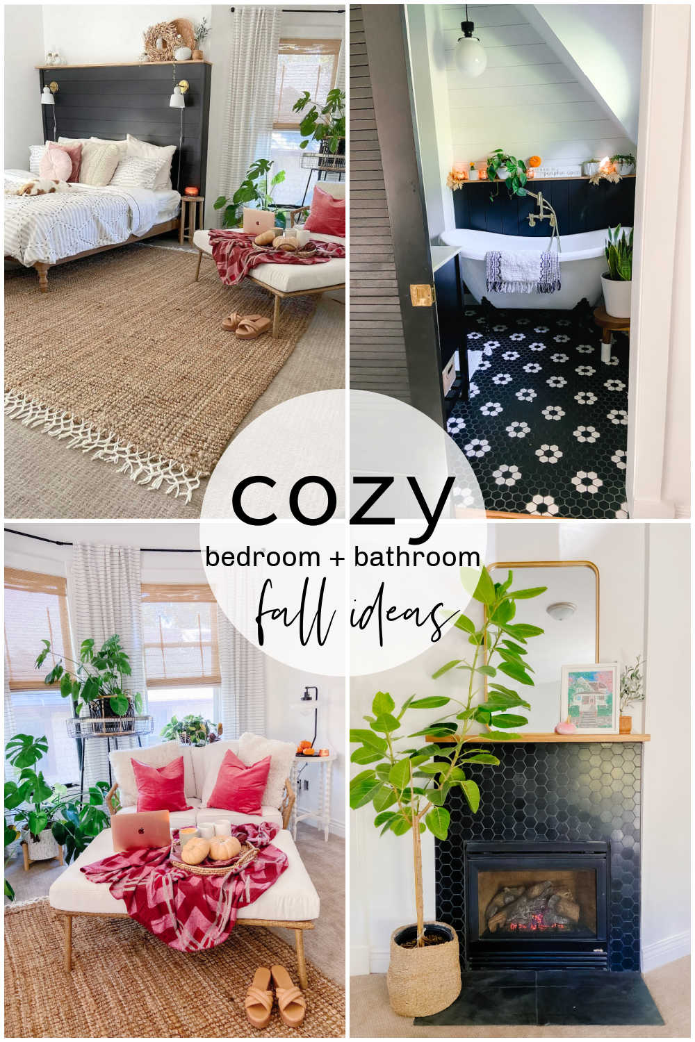 Cozy bedroom and bathroom for fall