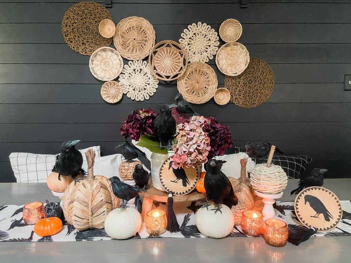 Easy Halloween Crow Tablescape. Create a spooky "crow" themed table for Halloween in just three easy steps!