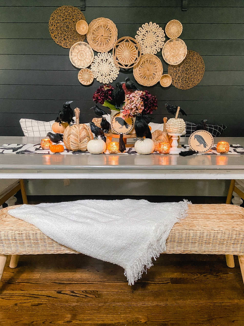 Easy Halloween Crow Tablescape. Create a spooky "crow" themed table for Halloween in just three easy steps!