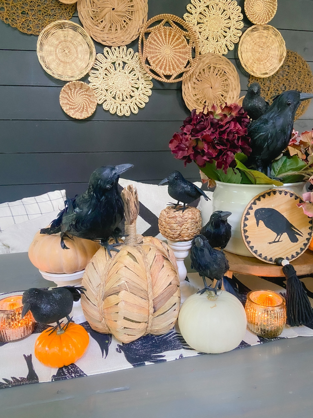 Easy Halloween Crow Tablescape. Create a spooky "crow" themed table for Halloween in just three easy steps!