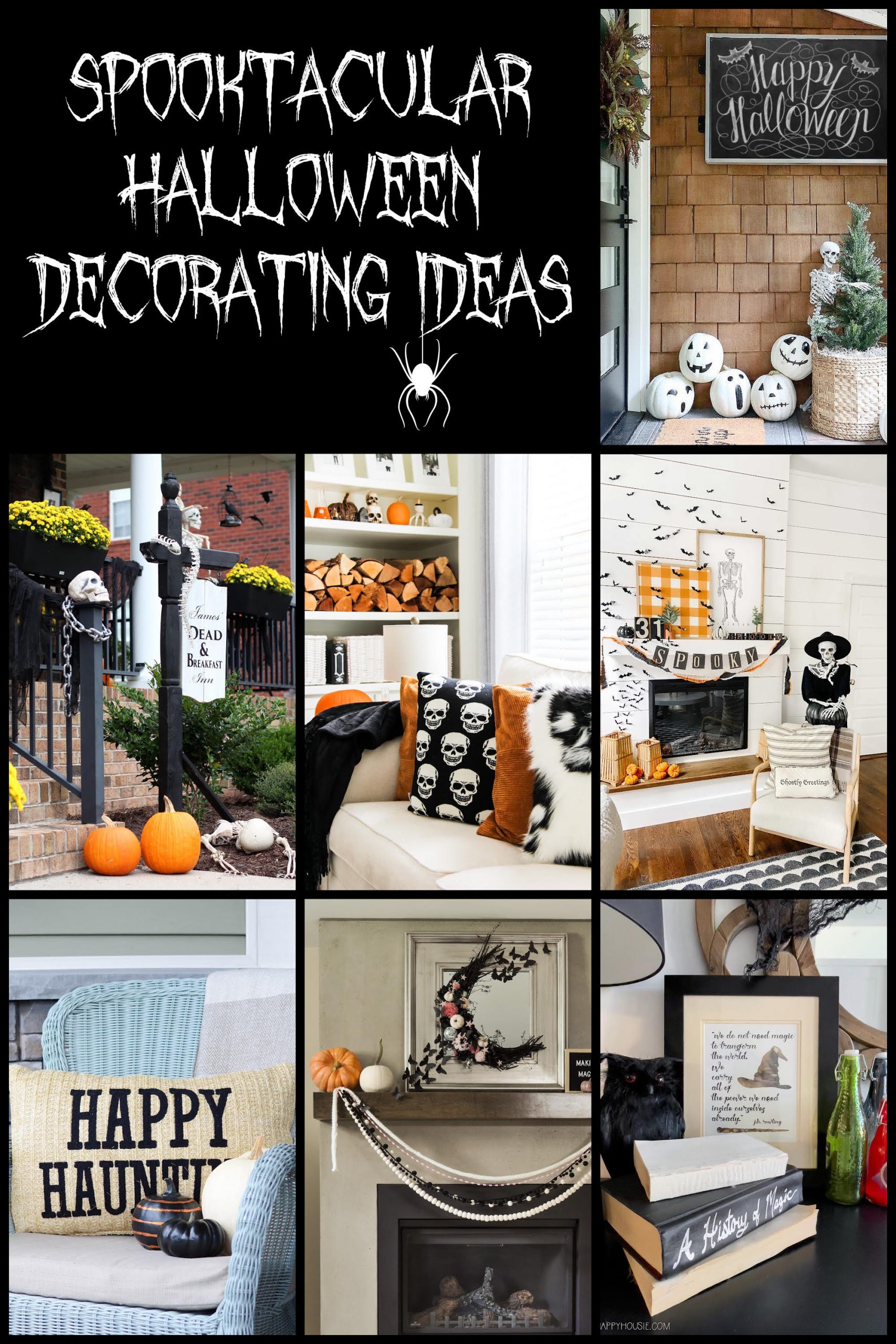 Spooky Halloween Decor and Mantel. Add some spooky charm to your home with these easy Halloween ideas, signs, banner and decor!