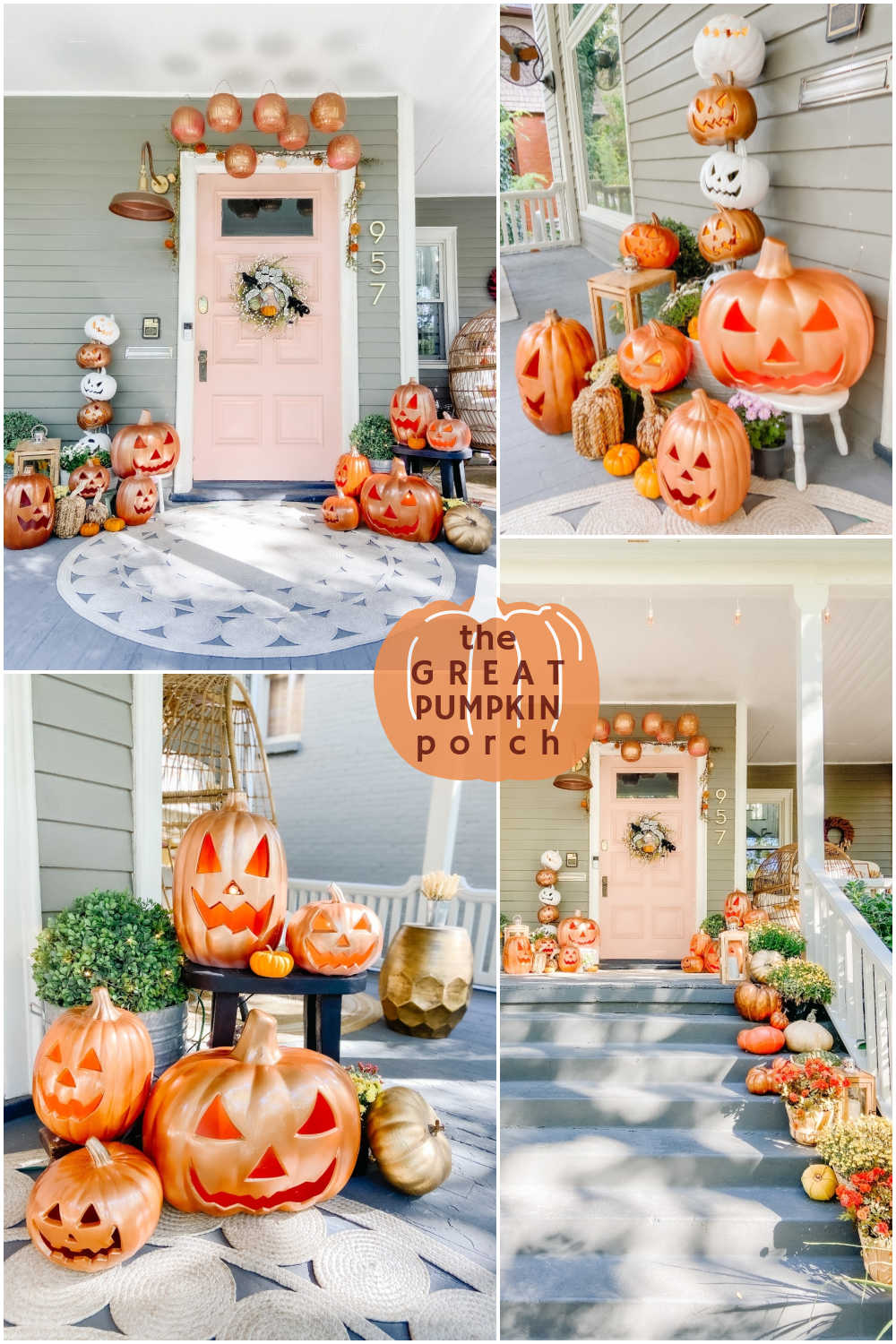 How I Used Plastic Pumpkins to Decorate a Porch