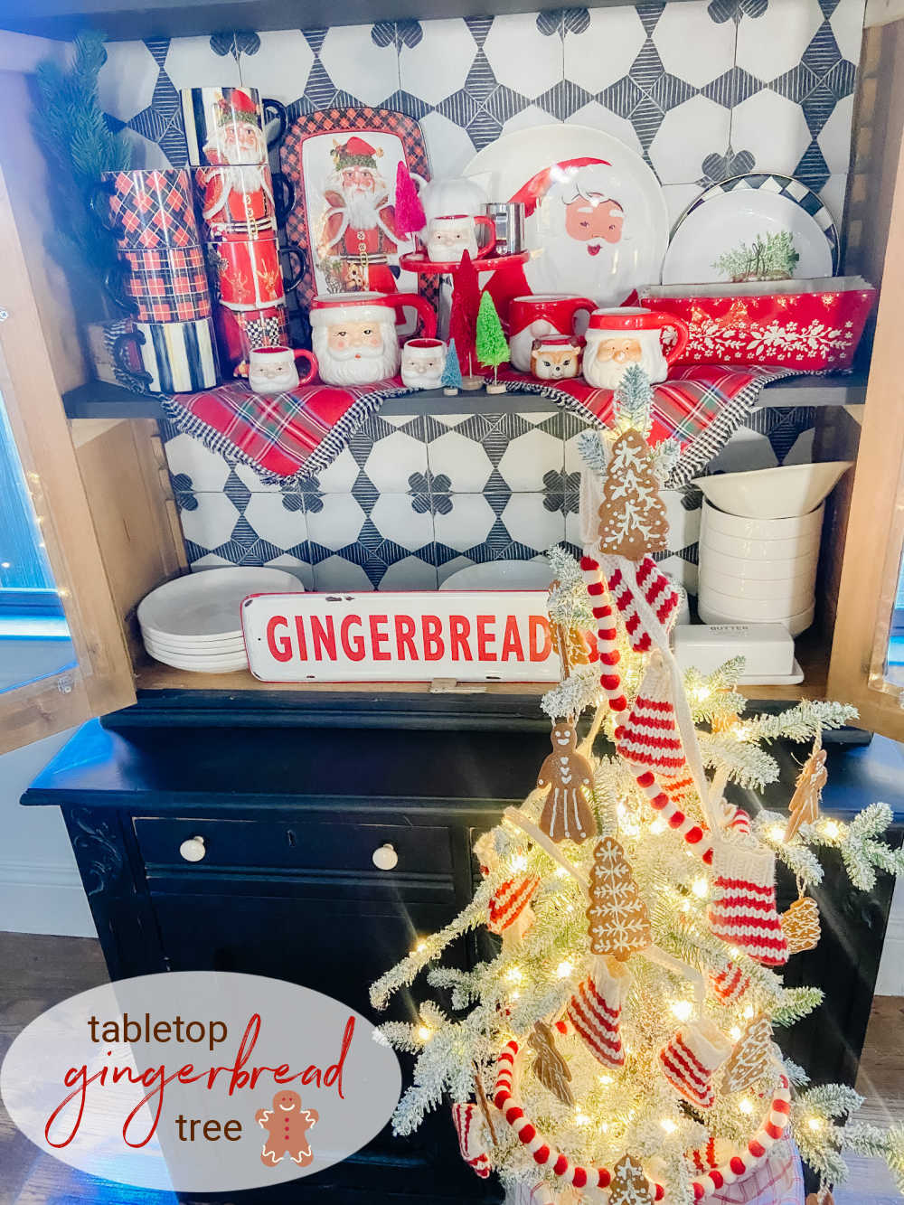 Gingerbread Men Tabletop Holiday Tree! Create a sweet kitchen gingerbread tree with homemade ornaments! 