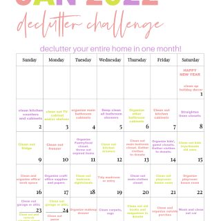 January Declutter Organization Challenge with printable calendar