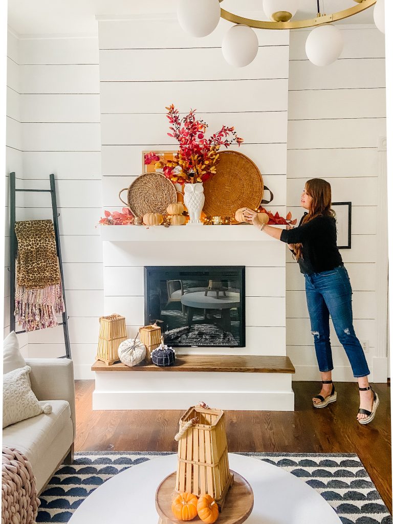 Boho cottage fall mantel