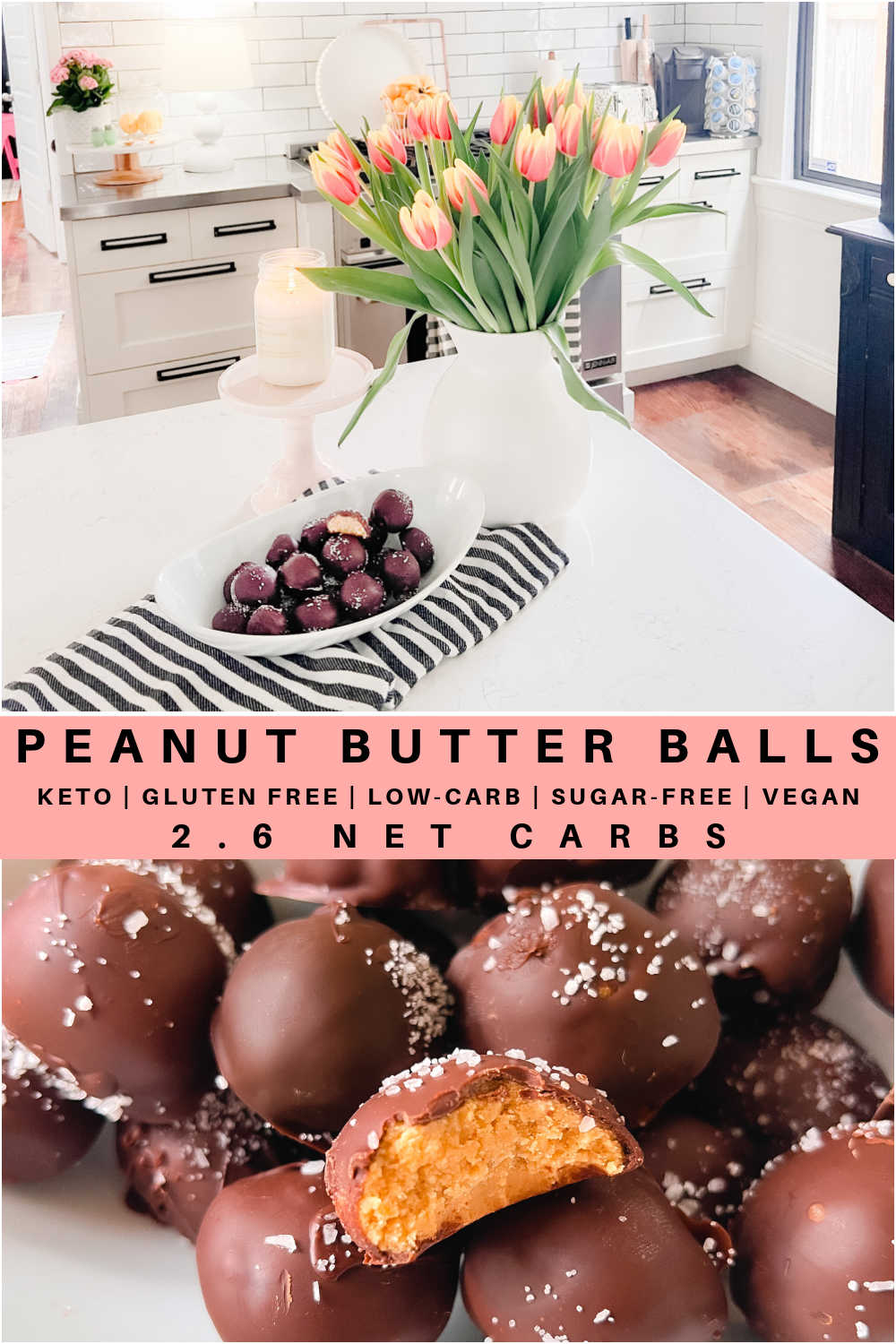 Sugar Free Peanut Butter Bites! Low Carb and sugar free, these no-bake peanut butter bites are the perfect zero guilt reward!