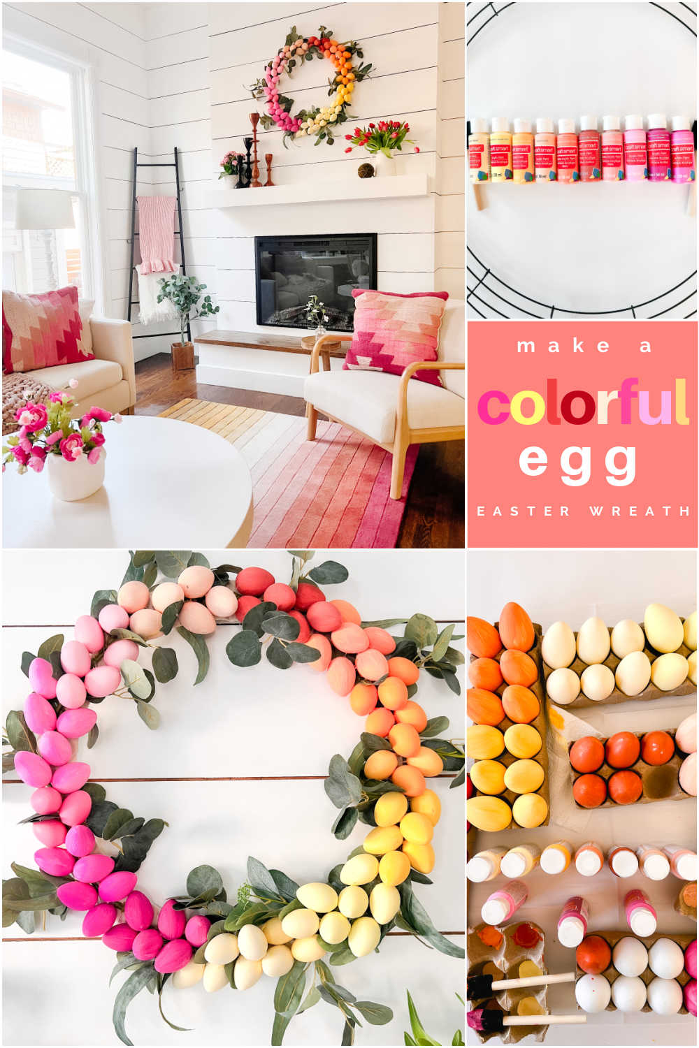 Colorful Ombre Easter Egg Wreath. Celebrate spring by creating a bright and colorful ombre egg wreath to match YOUR decor! 