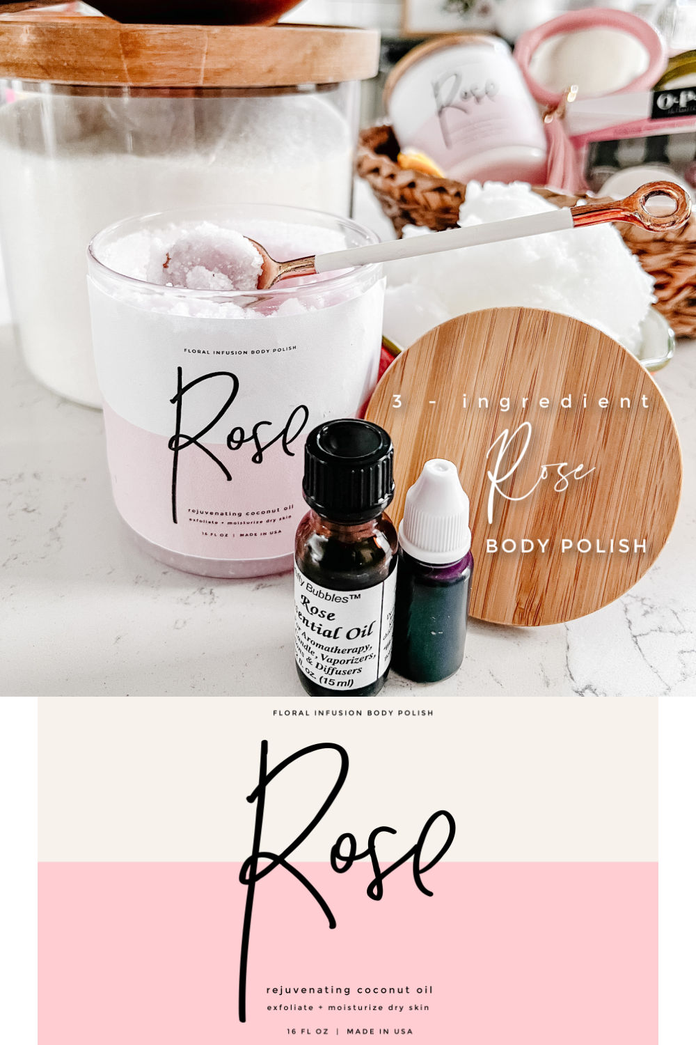 Easy 3-Ingredient Body Polish Scrub. Moisturize and exfoliate dry dull skin with this handmade body polish and free printable labels!
