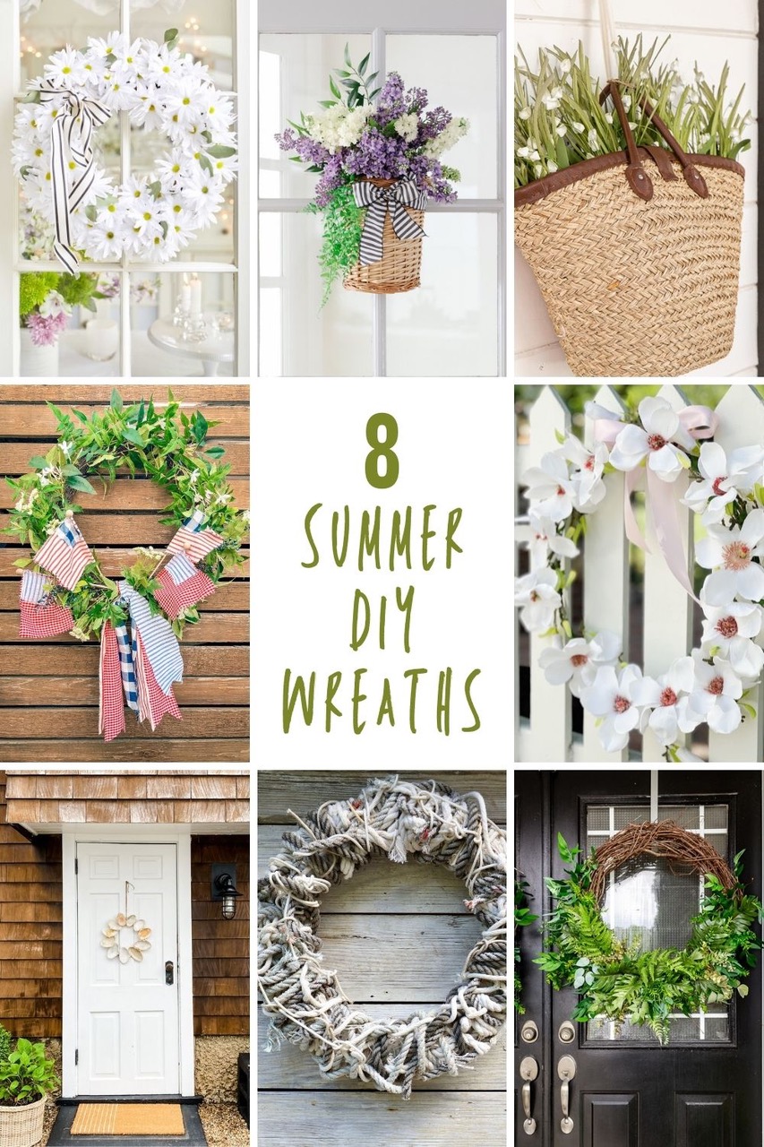 Easy Summer Fabric Flag Wreath. Create a fresh summer wreath with a patriotic twist with this green wreath with handmade fabric flags.