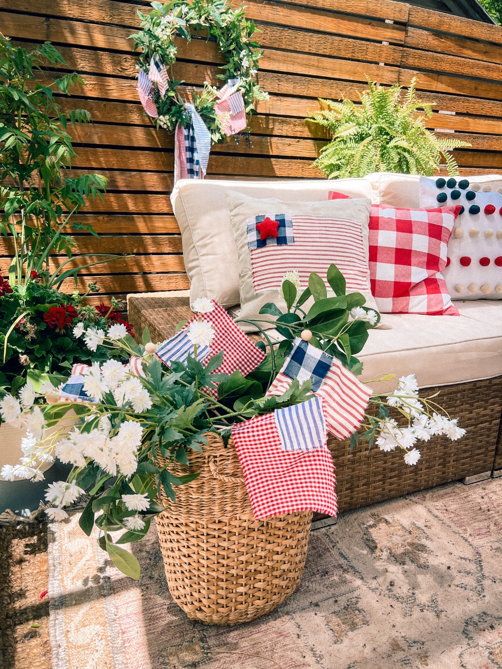 No-Sew Patriotic Scrap Flags. Mix and match left-over fabric to create pretty patriotic flags that can be used to decorate this summer!