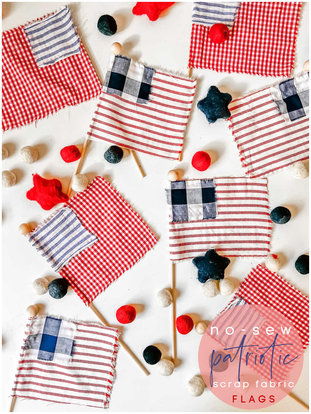 No-Sew Patriotic Scrap Flags - turn scraps into adorable patriotic