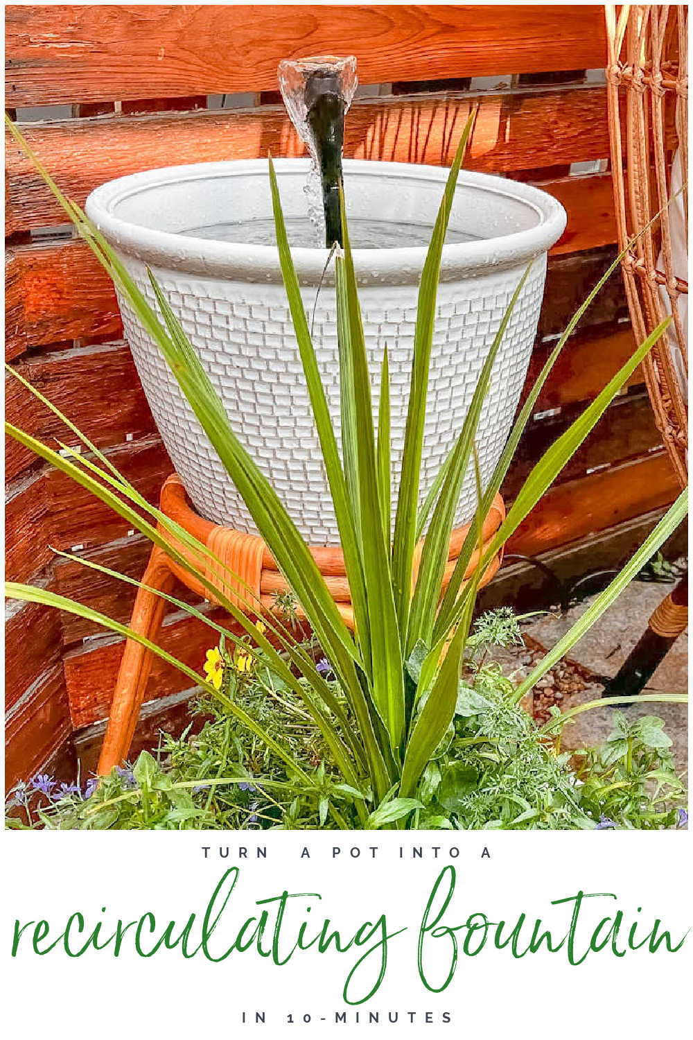 Turn a Pot Into a Fountain in 10-Minutes! You can create a DIY fountain in just minutes and create a soothing backyard focal point!