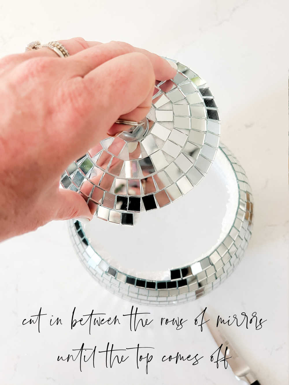 DIY Summer Disco Ball Planter. Turn a disco ball into a whimsical, sparkling summer centerpiece in less than 5 minutes!