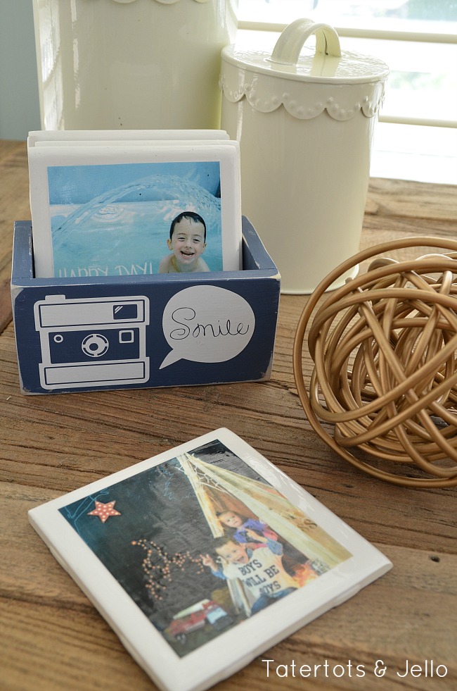 Instagram coasters and DIY wooden coaster holder 