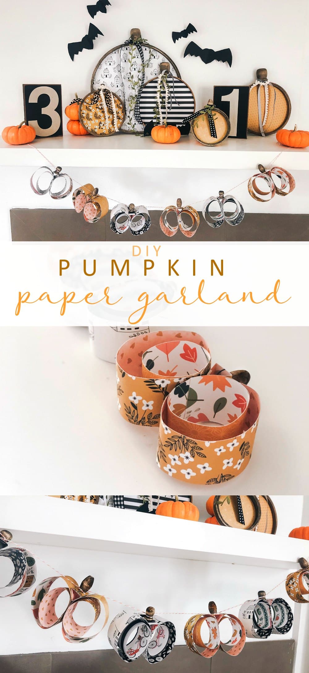 Easy Paper Pumpkin-Shaped Garland. Turn a couple of sheets of scrapbook paper and some wood beads into a gorgeous 3-D Pumpkin-shaped garland for Fall!