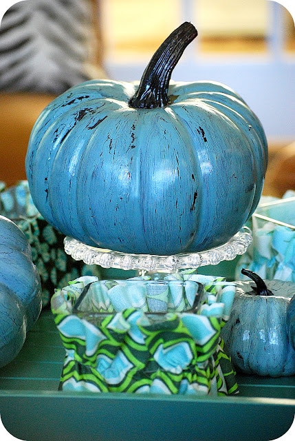 Dollar Store Crackled Pumpkins 