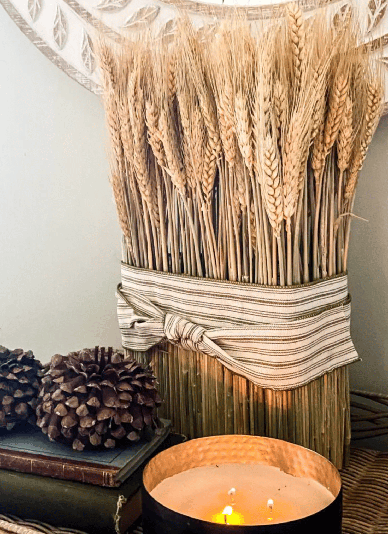 dried wheat centerpiece from Jennifer at Cottage on Bunker Hill 