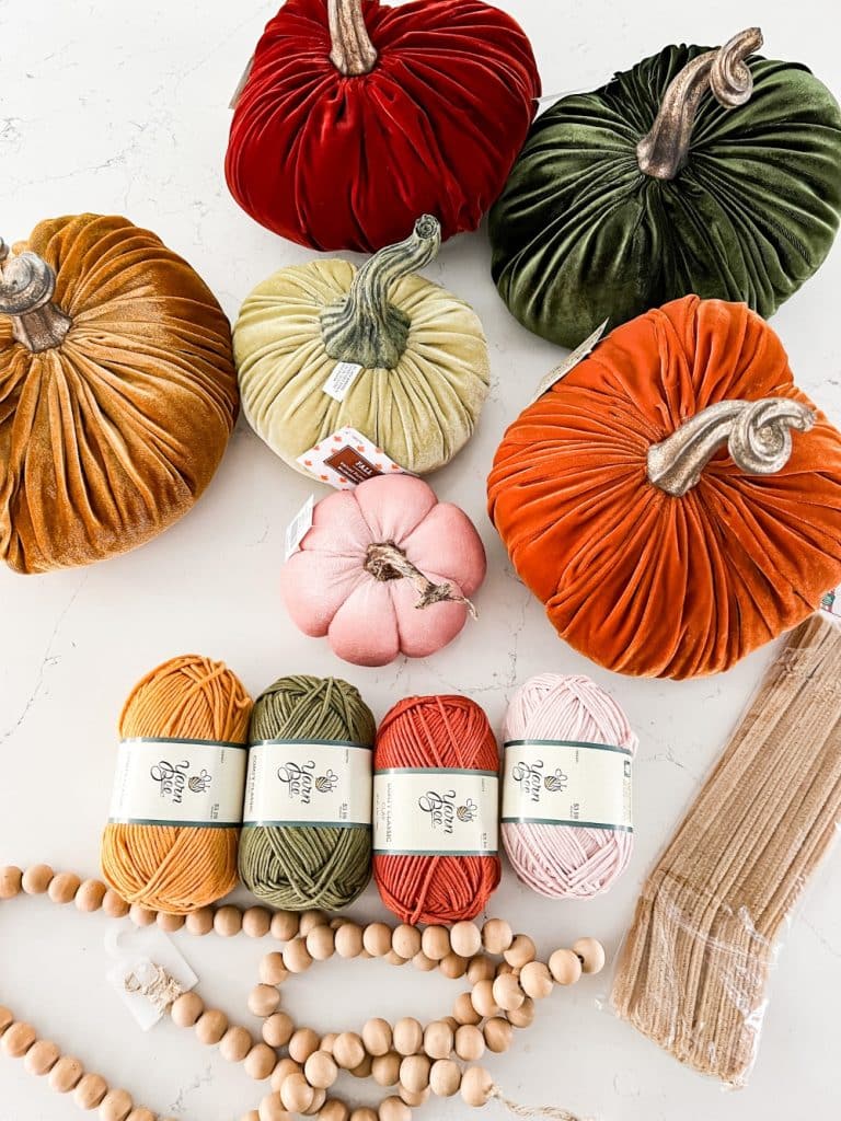 Fall Mantel and DIY Yarn Pumpkin Garland