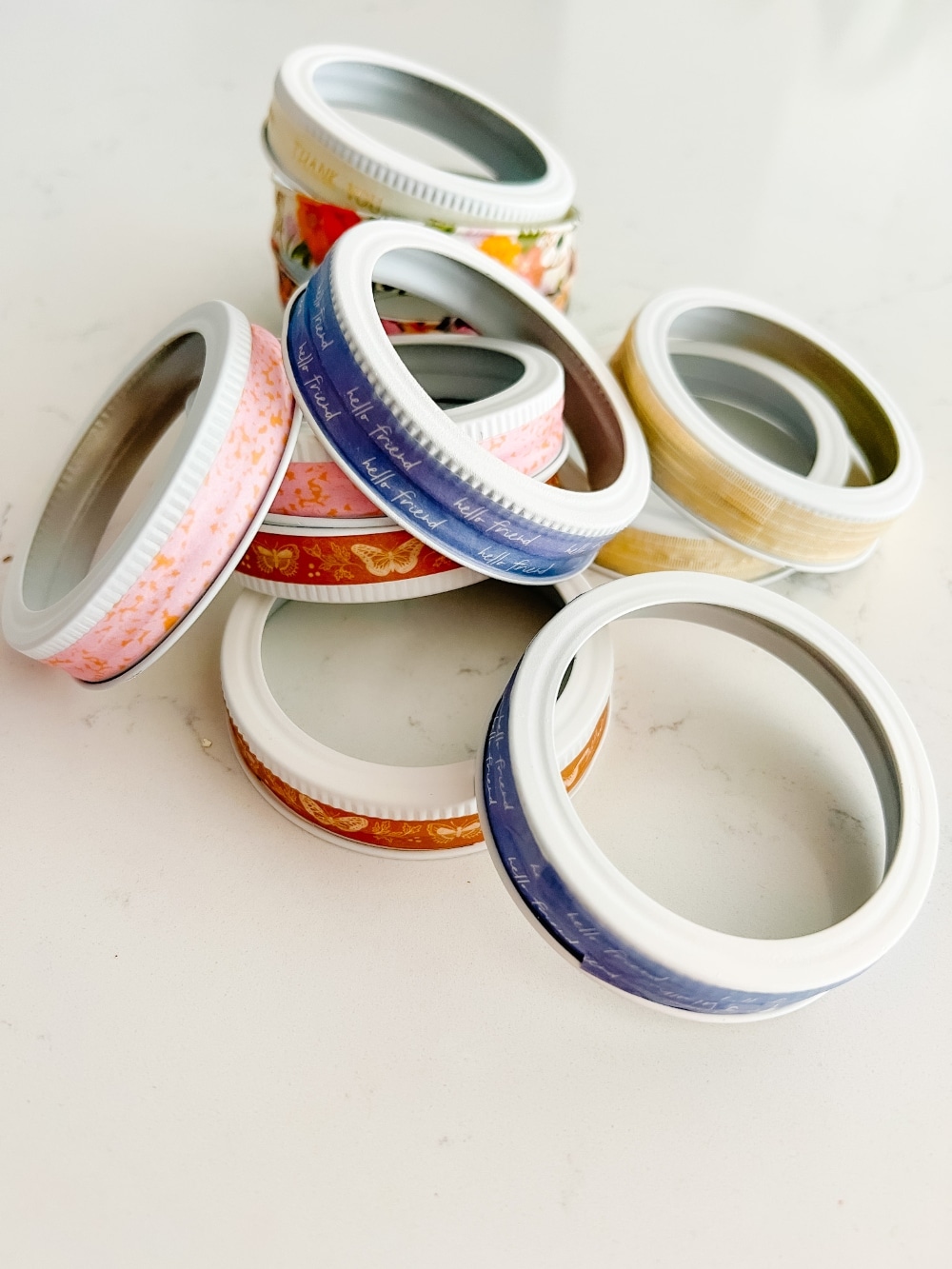 Washi Tape Mason Jar Lid Pumpkin. Upcycle your mason jar lids into this sweet and colorful pumpkin! 