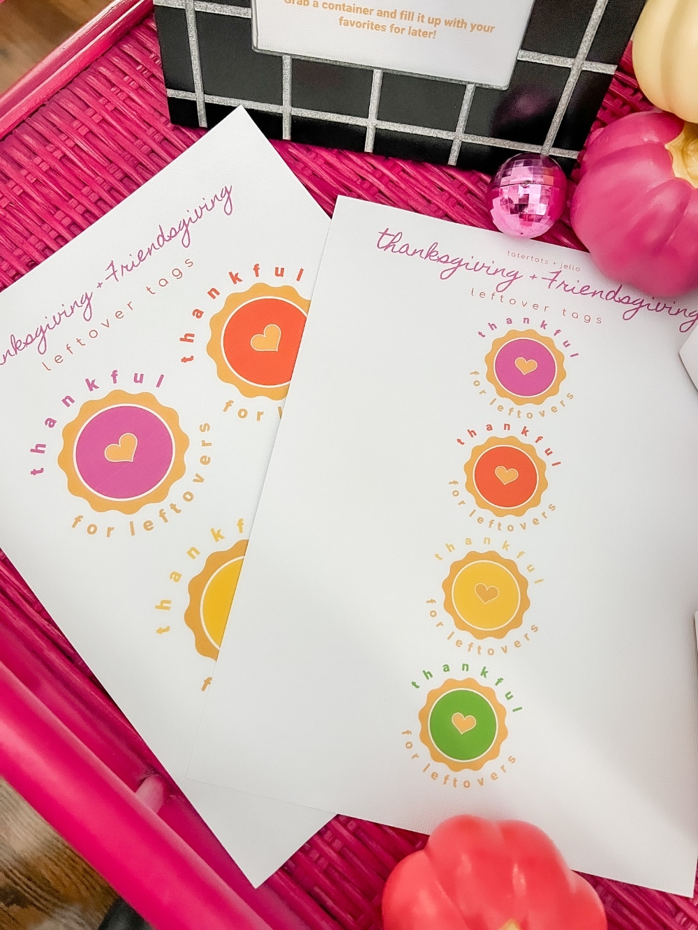 Free Friendsgiving Leftover Printable Tags and Sign. Send your guests home with these colorful leftover printable tags and sign, perfect for Friendsgiving or Thanksgiving!