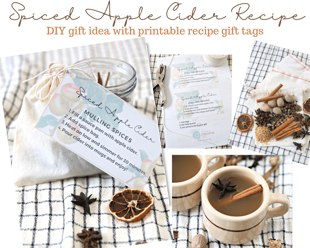 Holiday giving for friends and neighbors just got easier with Spiced Apple Cider Mulling spices and printable recipe and gift tag.