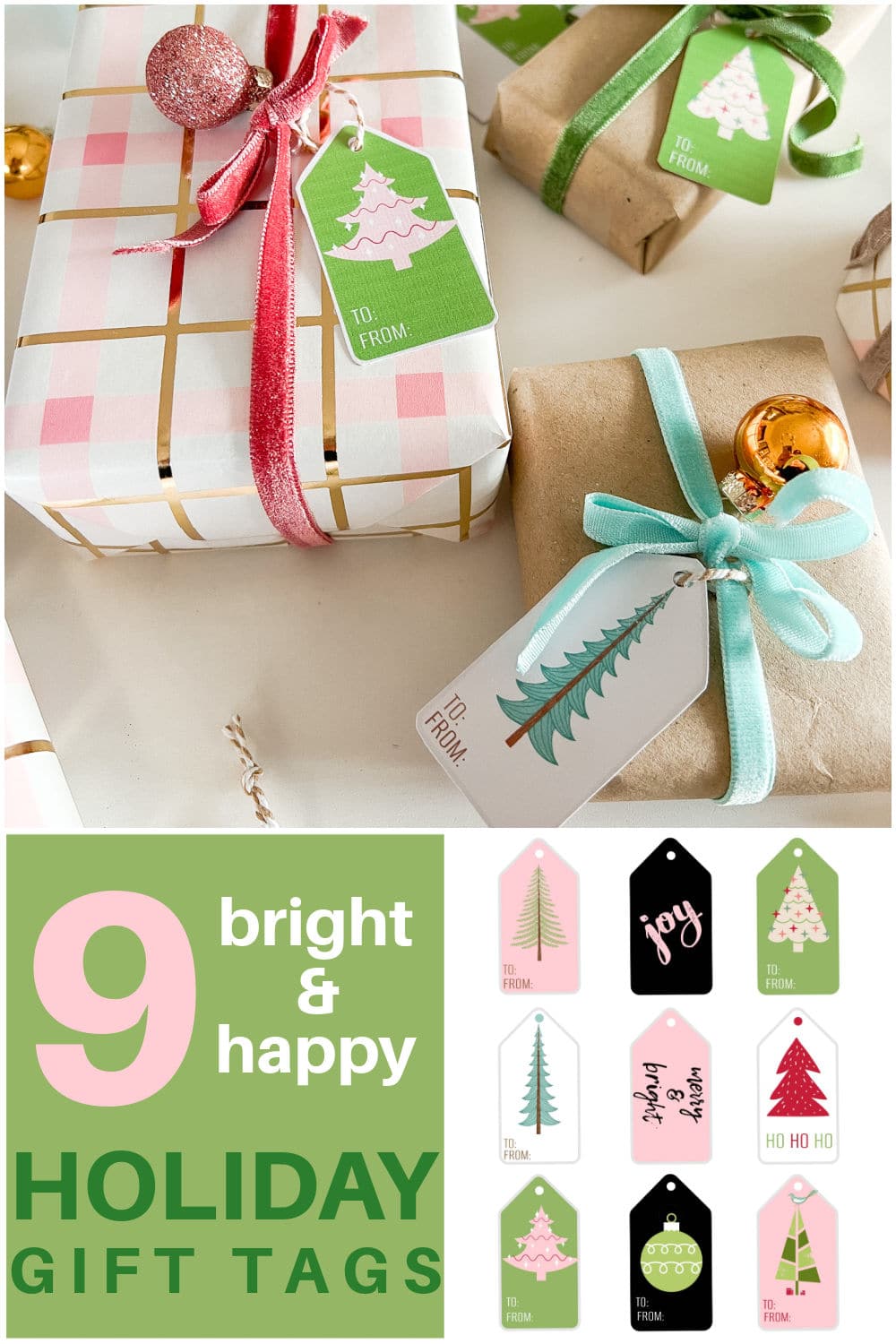 9 Bright Printable Holiday Gift Tags. Add some bright holiday tags to your gifts this year. These free bright and colorful printable tags are so easy to download, print off and add to your gifts this year! 