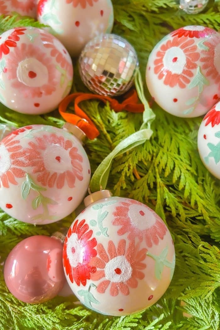 Anthropologie-Inspired Painted Bouquet Holiday Ornaments