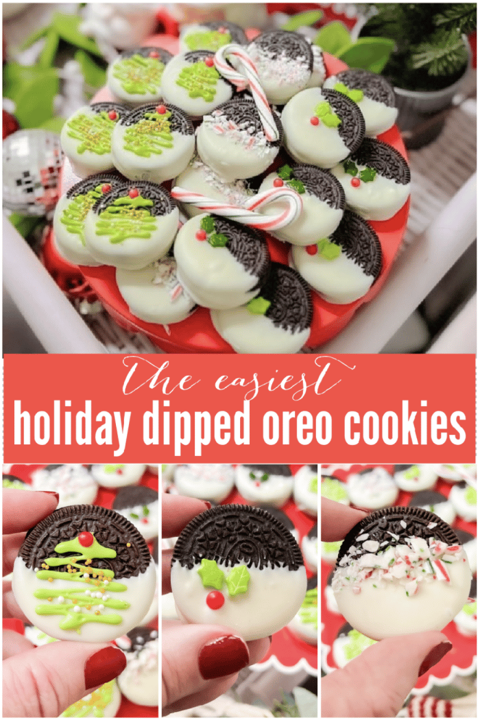 Three Holiday Dipped Oreo Cookies