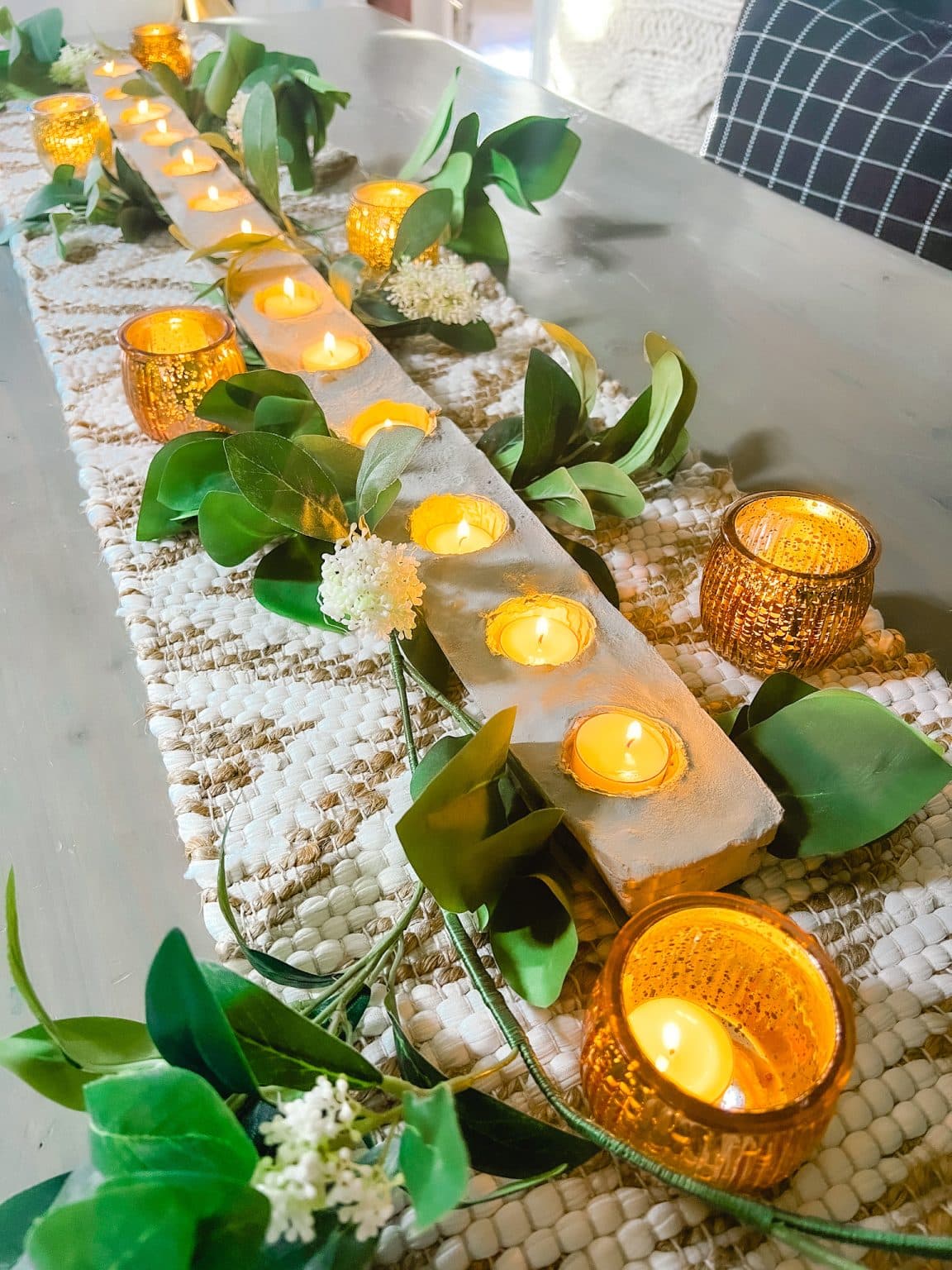 - Rustic Illumination: Concrete Candle Holder With Nature's Charm