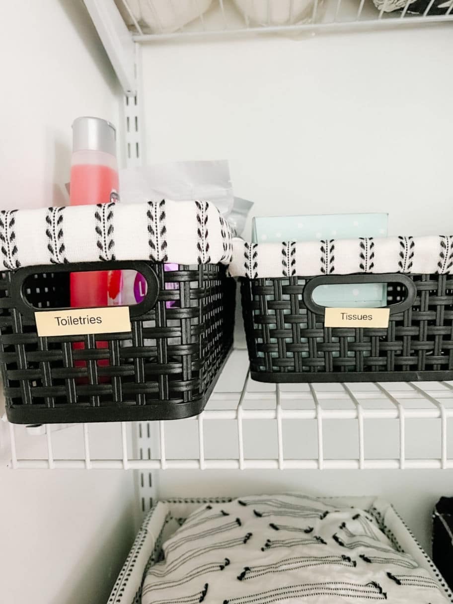 Organizing a Closet Using Bins With DIY Fabric Liners