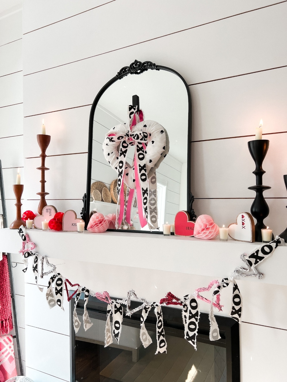 Dollar Store Valentine's Day Wreath and mantel 