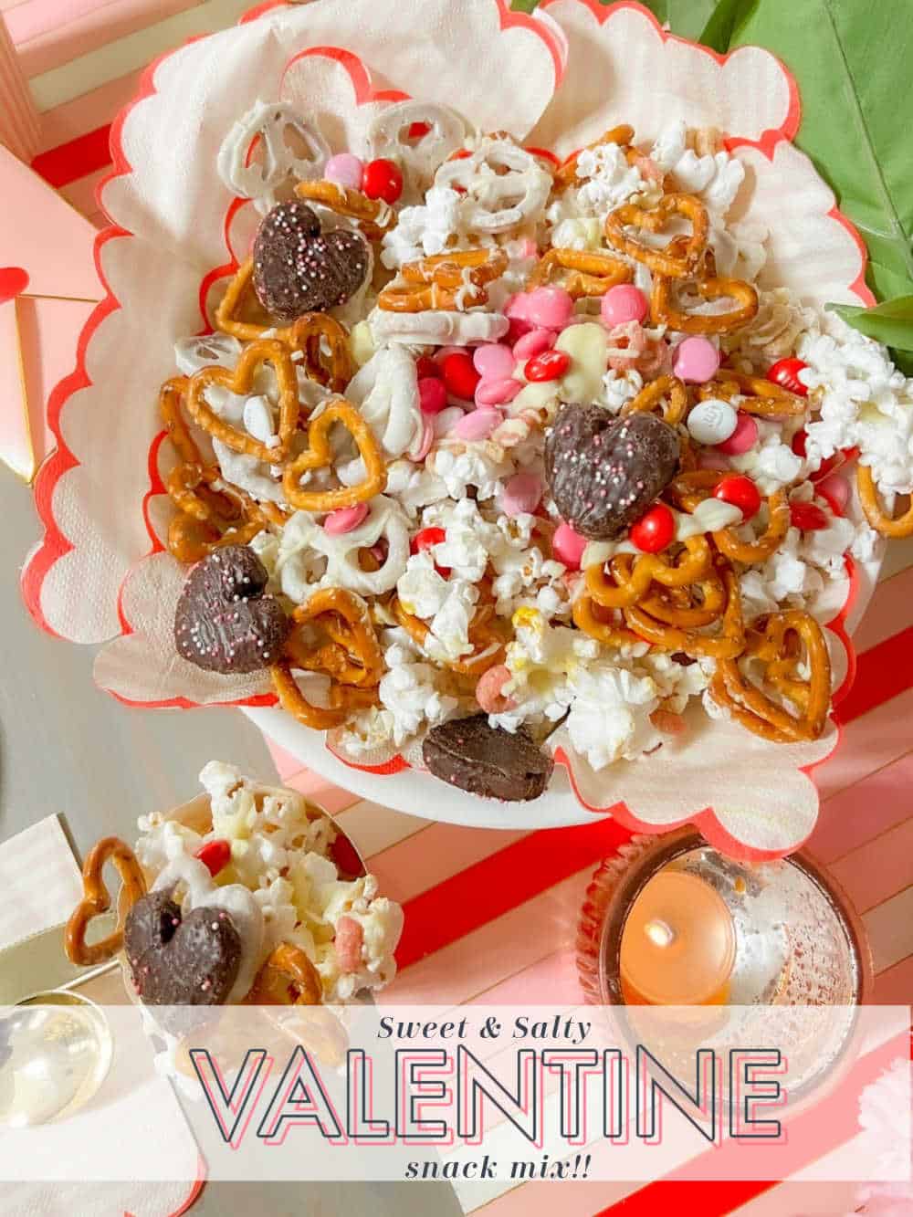 Valentine's Popcorn With Pink Chocolate Drizzle - Oh My Creative