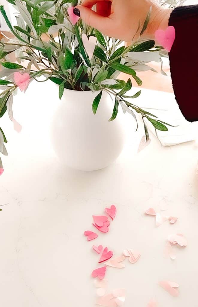 Tissue Paper Valentine Tree Centerpiece. Use inexpensive sheets of tissue paper to create a sweet valentine tree for a centerpiece of focal point! 
