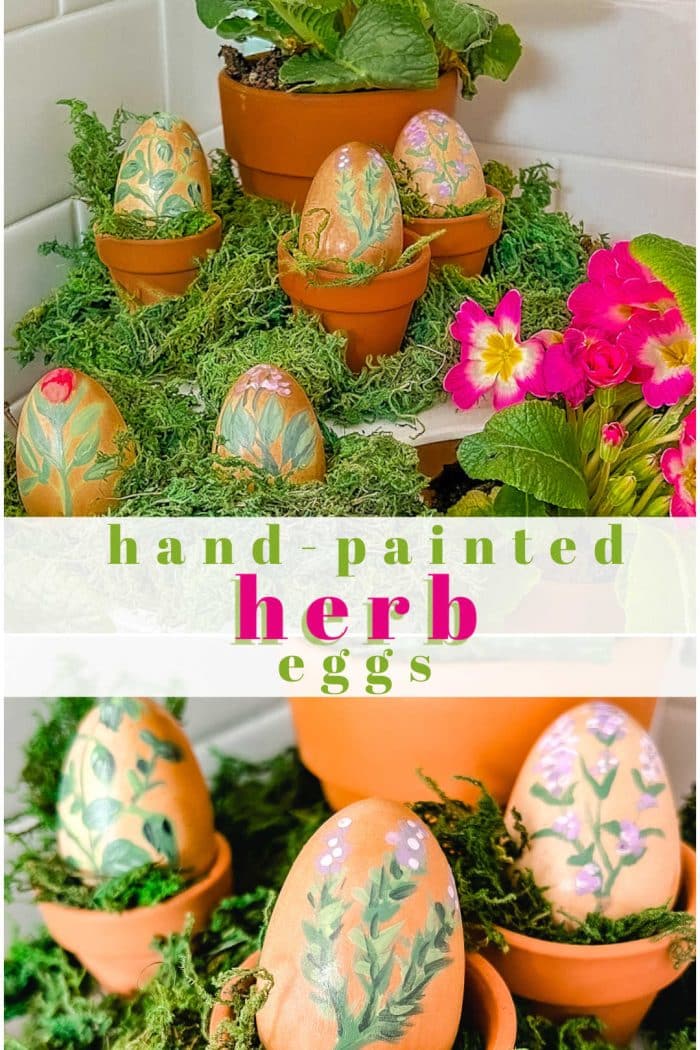 Hand Painted Herb Eggs Centerpiece