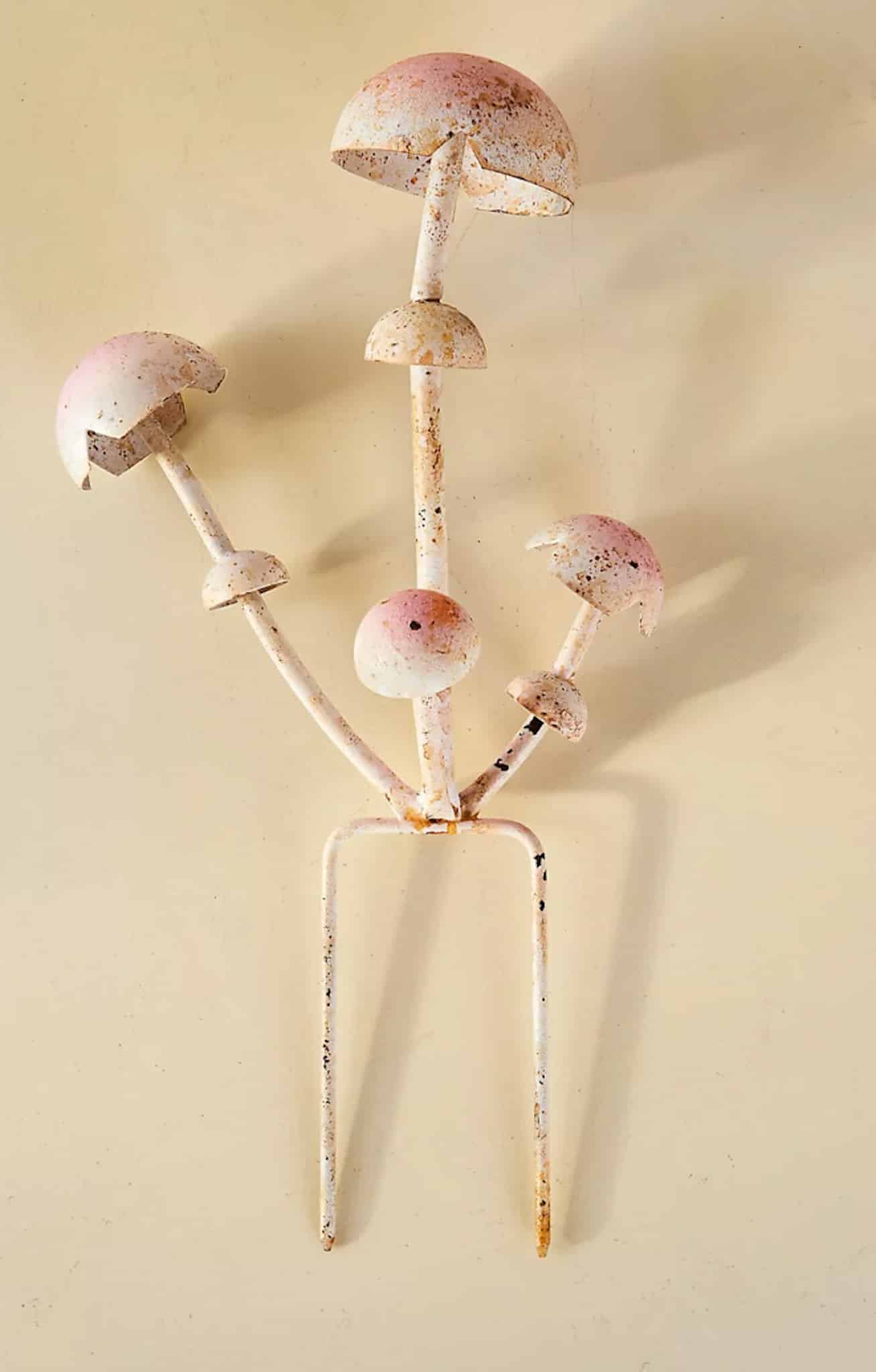 Anthropologie-Inspired Clay Mushroom Plant Stakes. Make these adorable clay mushroom stakes to add to planters and for Spring!