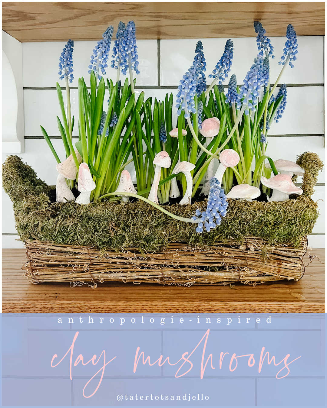 Anthropologie-Inspired Clay Mushroom Plant Stakes. Make these adorable clay mushroom stakes to add to planters and for Spring!