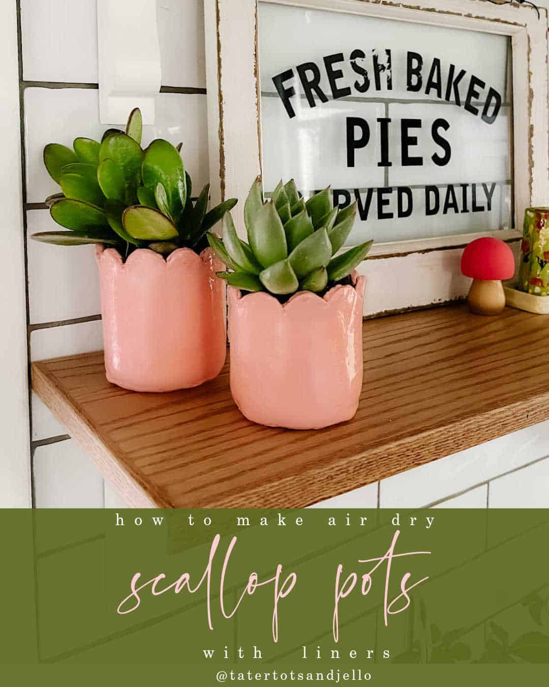 DIY Clay Succulent Scallop Pots. Create happy little pots for Spring using air dry clay with liner inside!