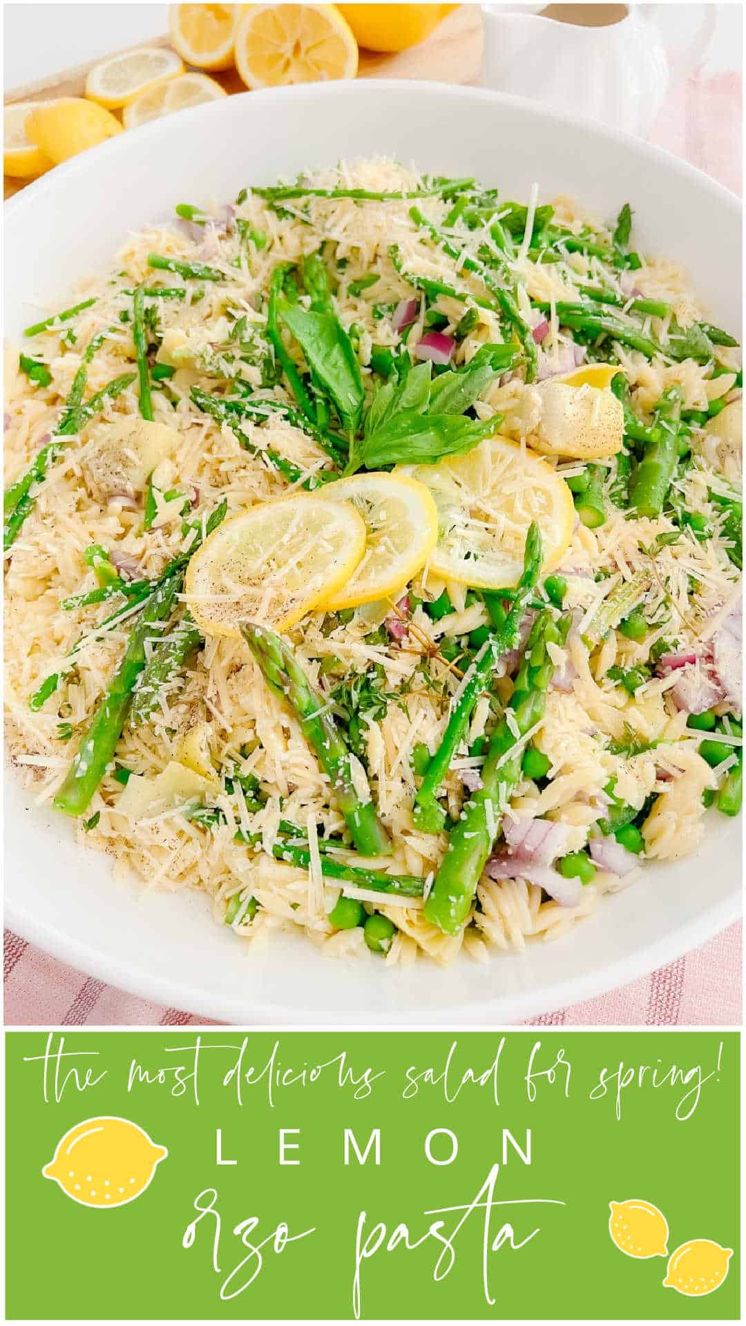 Lemon Orzo Pasta Salad. Celebrate warmer weather with this fresh orzo salad filled with summer vegetables and a fresh and light lemon herb vinaigrette dressing.