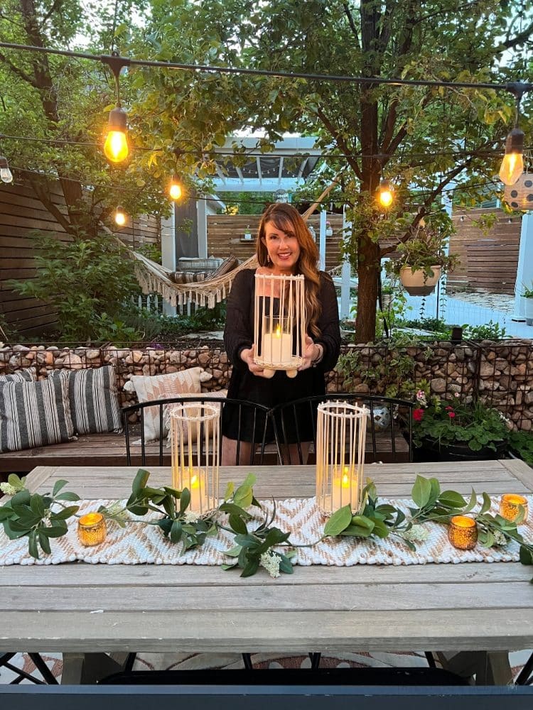 DIY Boho Wood Lanterns perfect for summer al fresco dining!