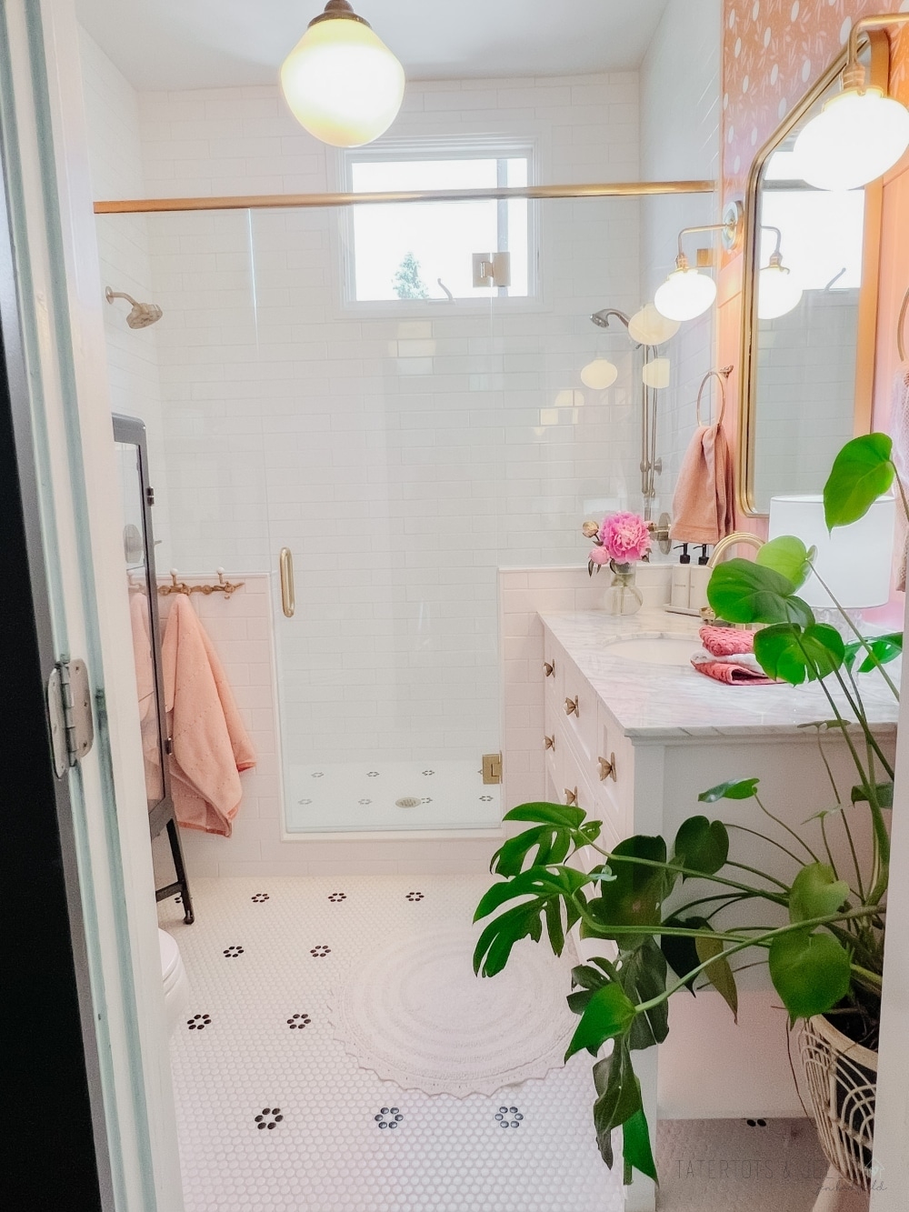 Pink and Gold Kids Bathroom Remodel. Bring a hint to your kids bathroom with these affordable and classic ideas. 