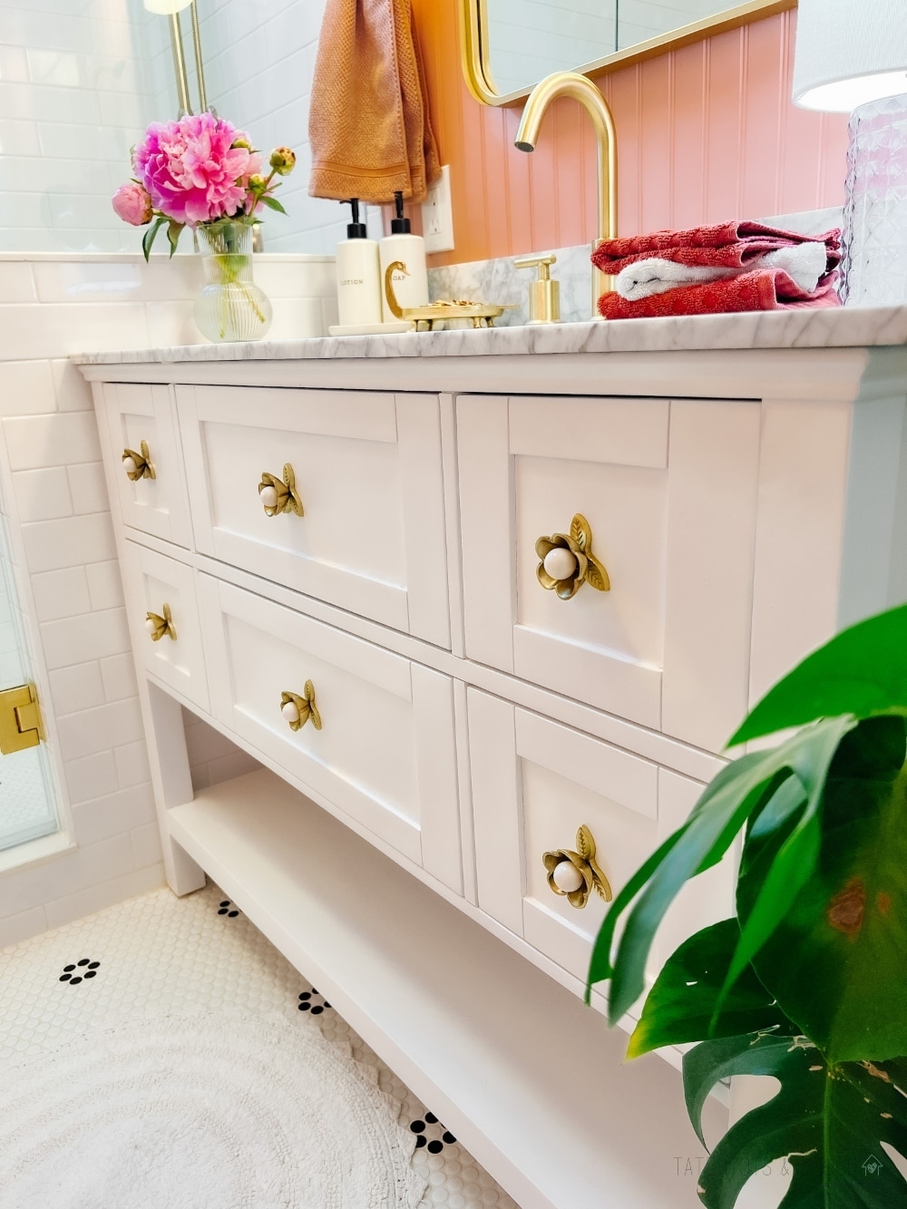 Pink and Gold Kids Bathroom Remodel. Bring a hint to your kids bathroom with these affordable and classic ideas. 