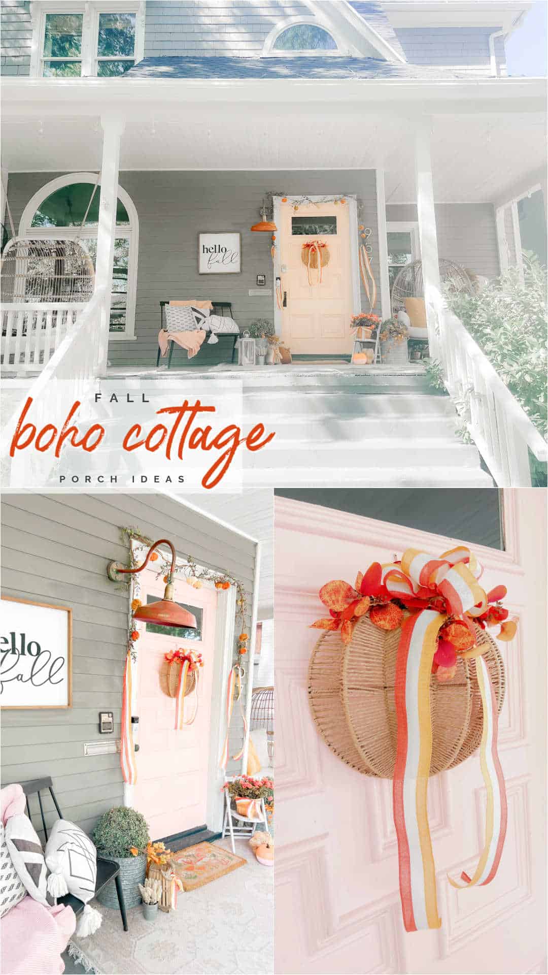 Embracing Autumn's Warmth: A Delightful Porch Transformation. Celebrate the crisp Fall season by incorporating a few simple items to transform your porch into a cozy Autumn haven. 