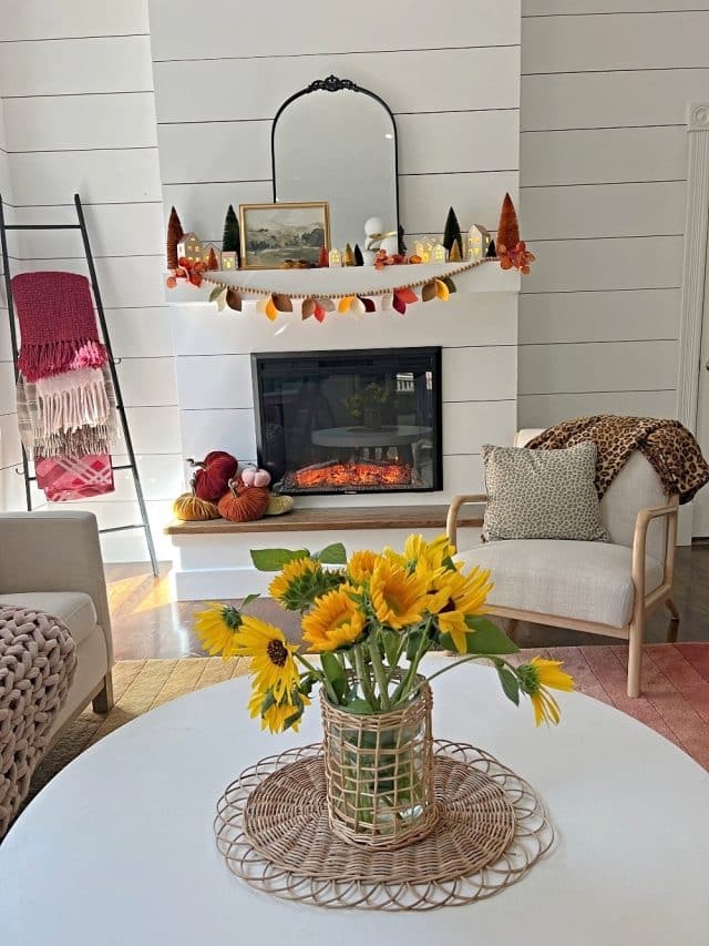 Fall Mantel And Diy Felt Leaf Garland With Free Printable Template