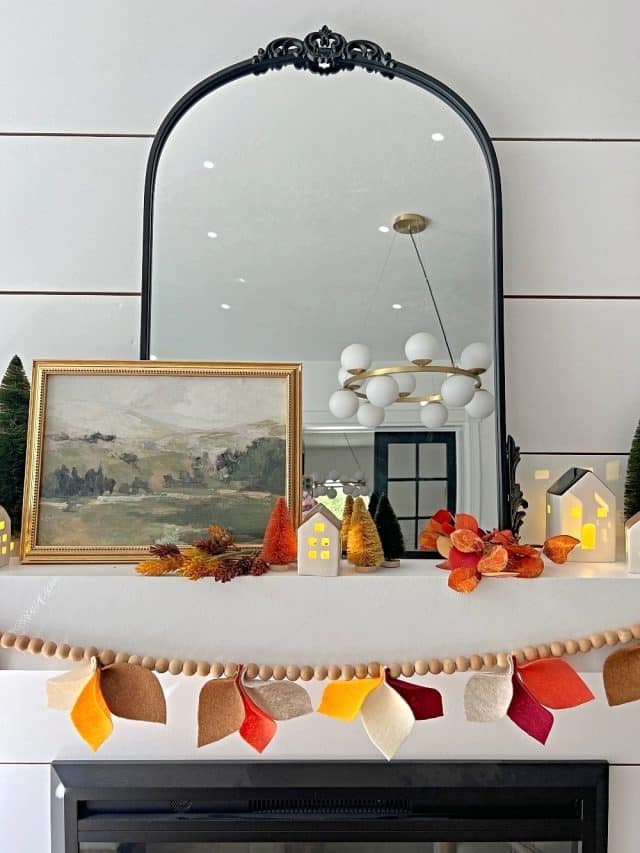 Fall Mantel And Diy Felt Leaf Garland With Free Printable Template