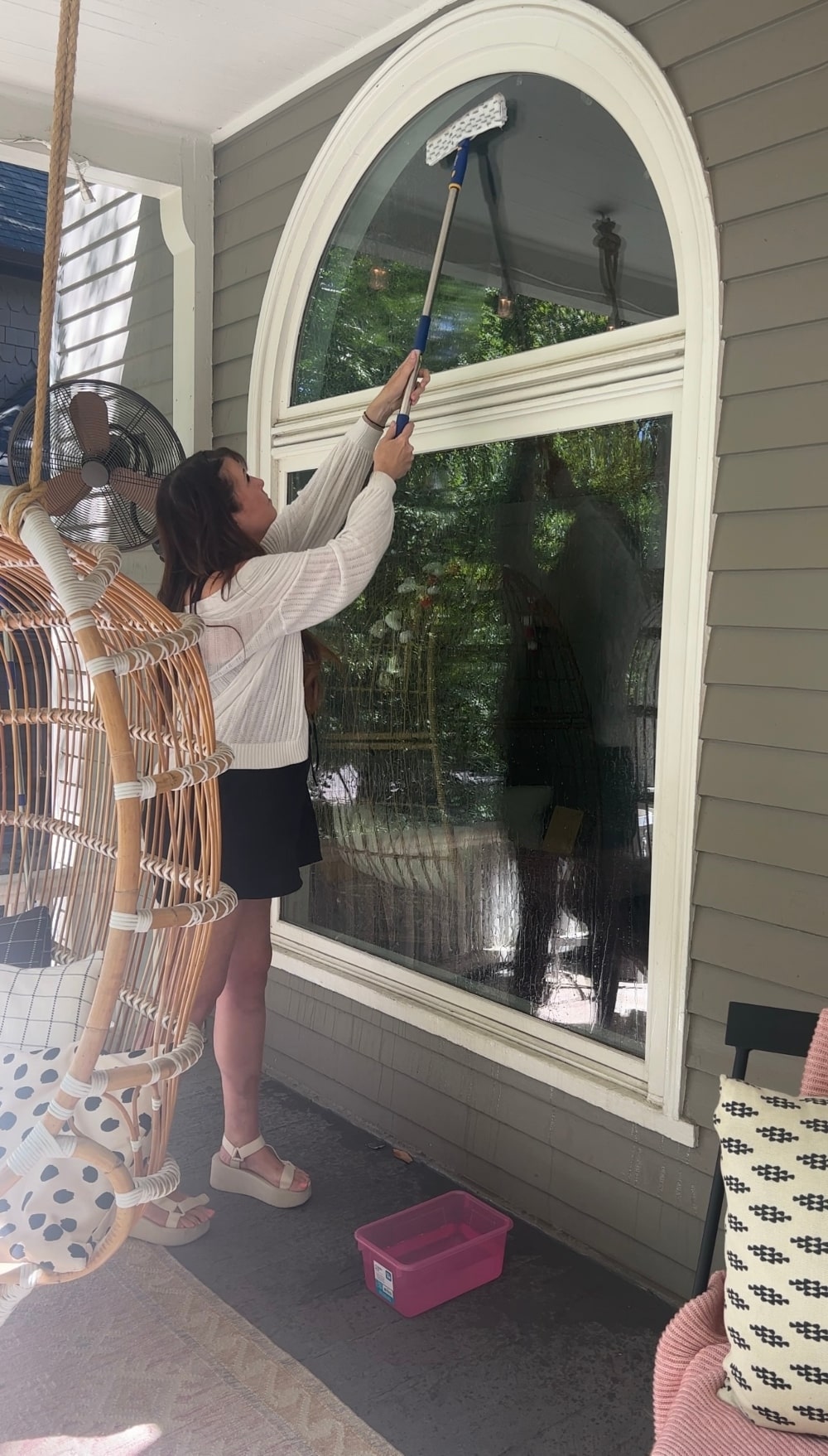 Effortless Window Cleaning: DIY Natural Solution and Telescoping System. Save money by cleaning your windows yourself with this streak-free homemade window cleaning solution and telescoping pole system.