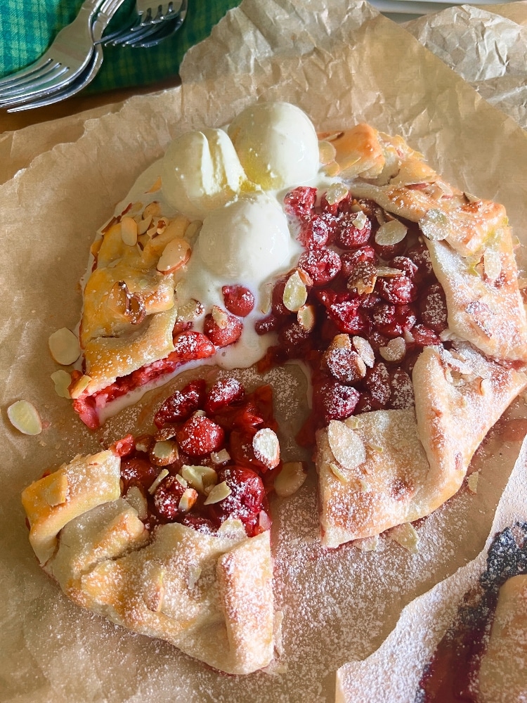 Utah Tart Cherries and an Easy Tart Cherry and Almond Galette Recipe. Harness the health benefits of tart cherries and create a gorgeous dessert in this rustic and delicious galette.